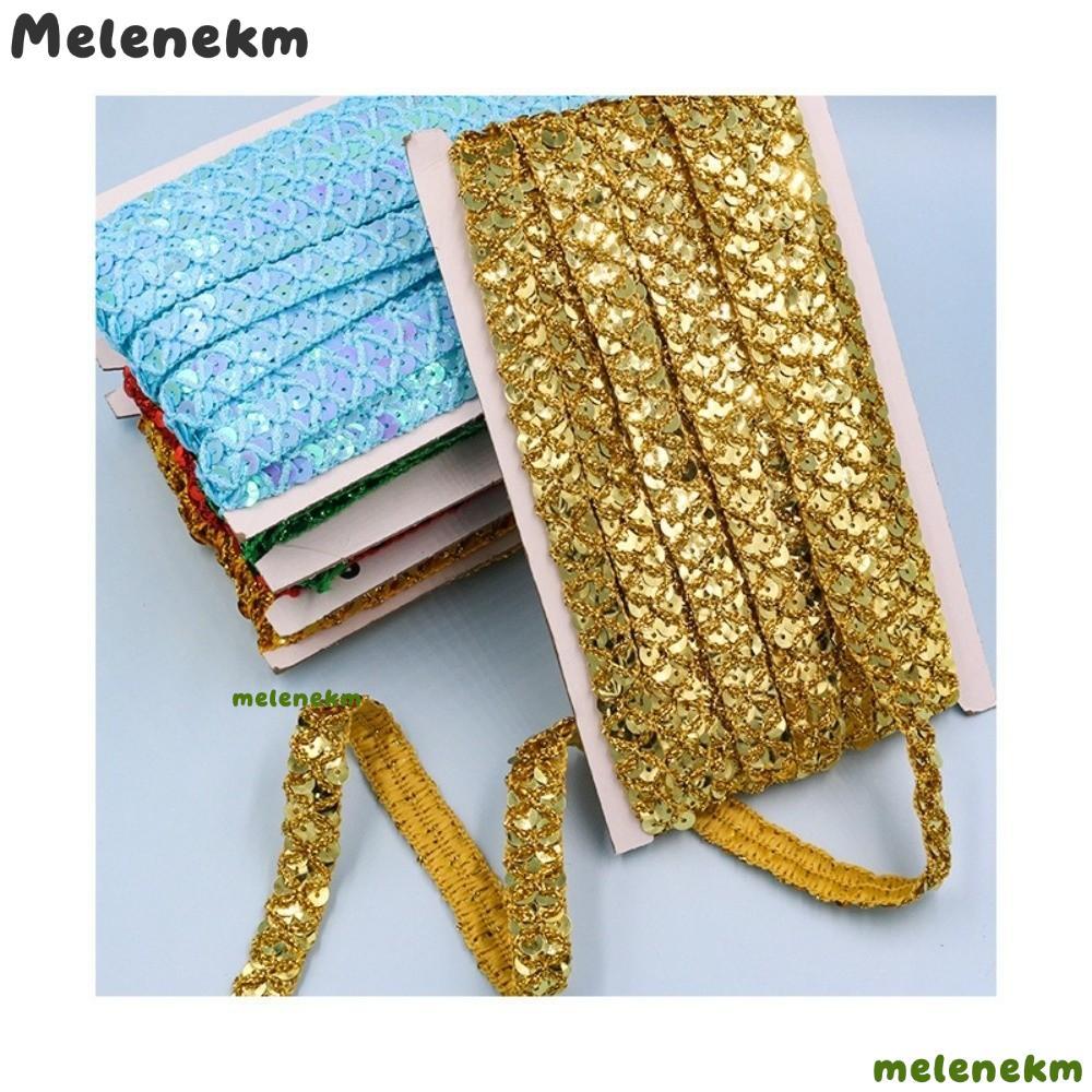 MELEN Sequin Trim Ribbon, Băng ren sequin rộng 1,5cm kim loại, trang trí dài 10 mét kết cấu lấp lánh