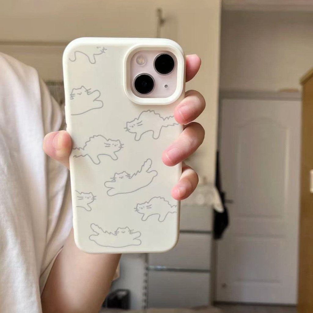 Line Cat Suitable for iPhone 17 Promax Phone Case 16/15 Plus Creative 141312pro