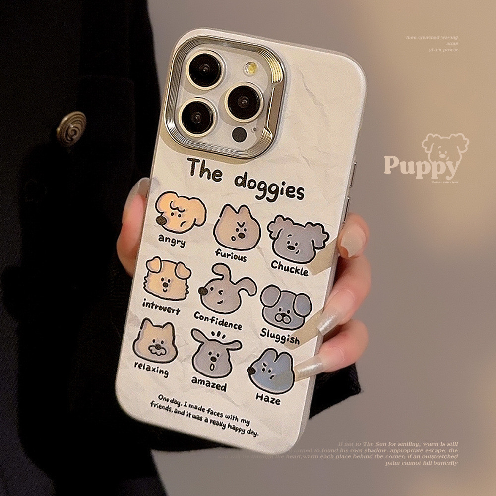 Niche ins Dog Graffiti Thích hợp cho iphone15 Mạ 16Pro max Vỏ điện thoại 12 Apple 13 Laser 17