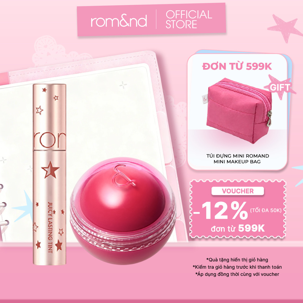 [Rom&nd] Combo Son Romand Juicy Lasting Tint Starry Edition #23 + Má hồng ngọt ngào Hàn Quốc JUICY ROLL CHEEK 8.4g