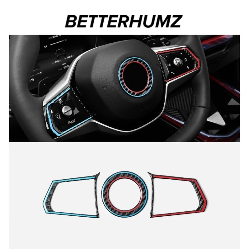 Dành Cho Xe BMW X3 G45 G48 2025- Sợi Carbon Vô Lăng Nút Khung Miếng Dán Biểu Tượng Viền Vòng