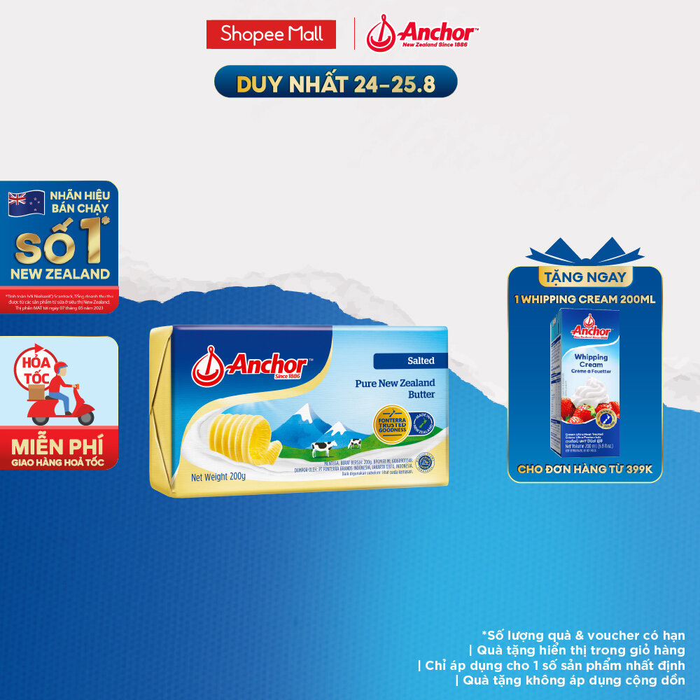 [HỎA TỐC NỘI THÀNH HCM & HN] Bơ mặn Anchor miếng 200G