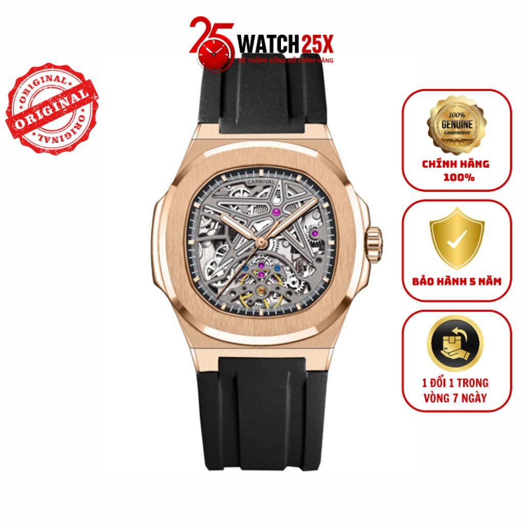 Đồng Hồ Carnival 8118G Nam Automatic Lộ Cơ Skeleton Kính Sapphire Chính Hãng