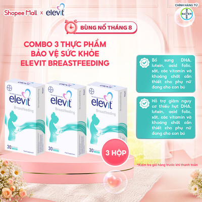 Bộ 3 Elevit Breastfeeding Vitamin bổ sung cho phụ nữ sau sinh và cho con bú có DHA, Omega3, Canxi và Các khoáng chất