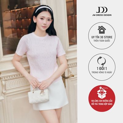 Áo Kiểu Cổ Tròn Cộc Tay Dệt Vặn Thừng 2T44.2606. Áo Len Dệt Kim Nữ Ôm Dáng Thanh Lịch Tiểu Thư. Áo Len Mongtoghi By JM