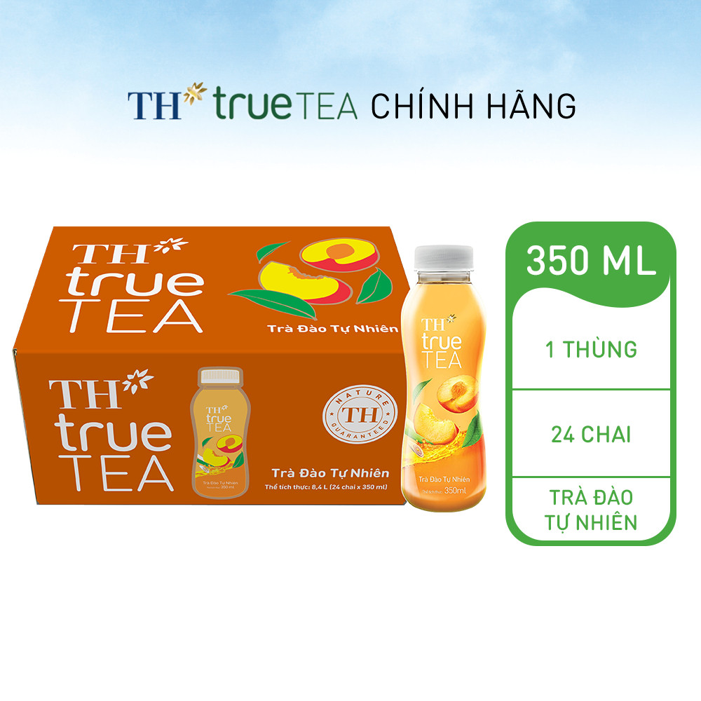 Thùng 24 Chai Trà Đào TH true TEA milk Tự Nhiên 350ml (24 Chai) | NPP Trung Mao