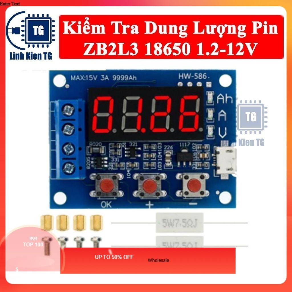 085 Máy Kiểm Tra Dung Lượng Pin ZB2L3 HW-586 LED màn hình kỹ thuật số 18650 1.2-12V