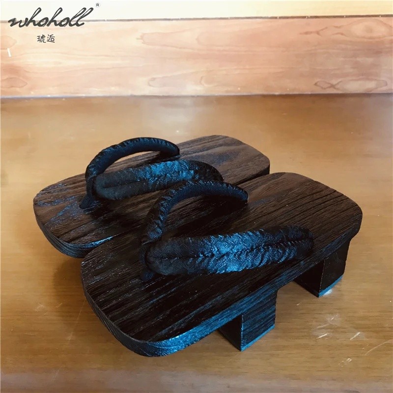 WHOLL Geta Mùa Hè Flip-flop Nữ Dép Nam Nhật Bản Gỗ Tắc Giày Cosplay Trang Phục Trượt