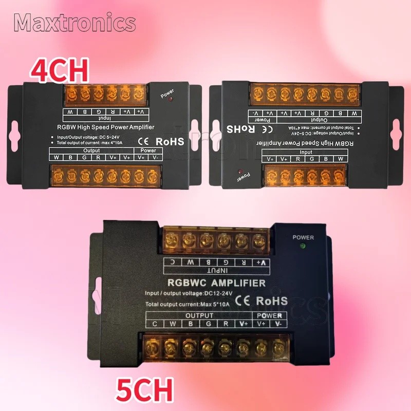 Dải đèn LED DC5 / 12 / 24V 40 / 50A Bộ lặp dữ liệu RGB + CCT Bộ khuếch đại tín hiệu công suất tốc độ