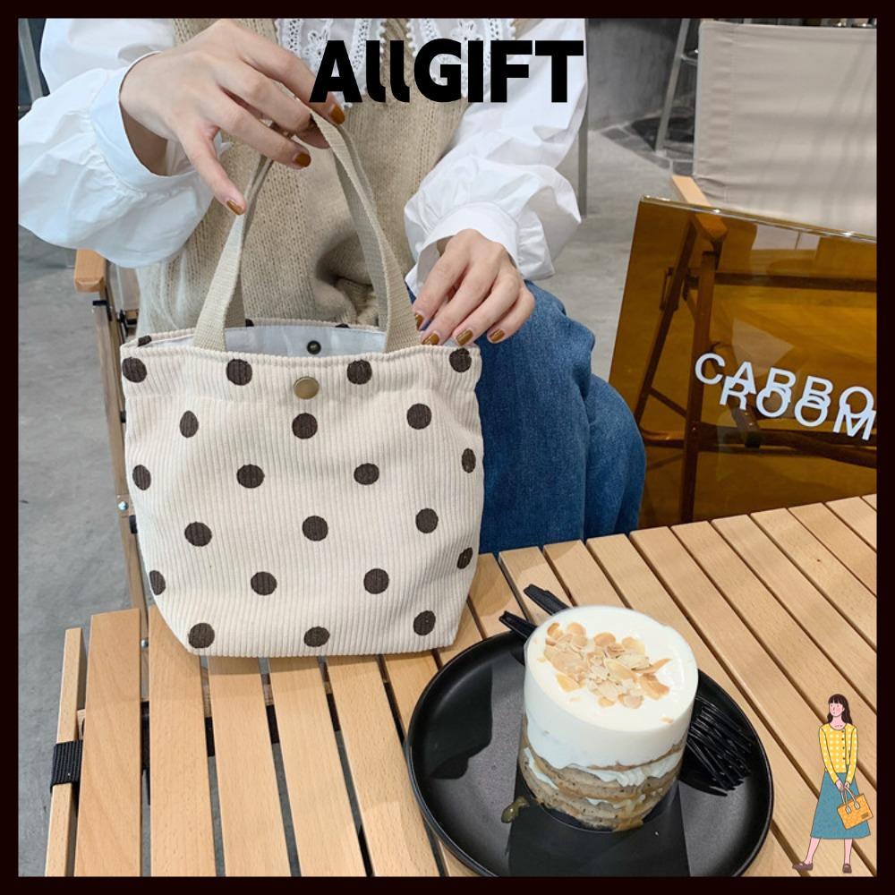 AllGIFT Túi đựng đồ ăn trưa ALLGIFT, Túi Tote nhỏ cổ điển thân thiện với môi trường, Túi vải nhung phong cách đơn giản thời trang dành cho người mua sắm Ví nữ