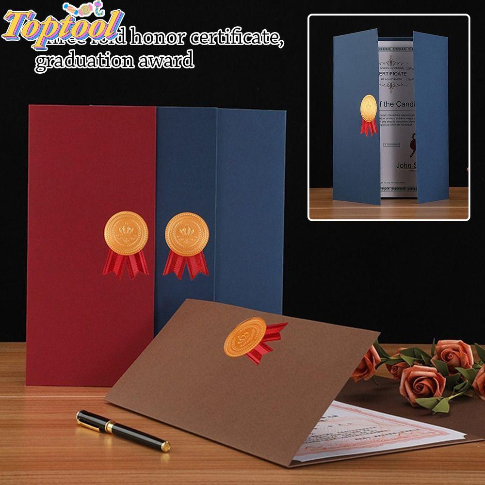 TOPTOOL Diploma Cover, Gilding Process Paper Envelope Award Giá đỡ chứng chỉ, Trang ba lần Thư mục t