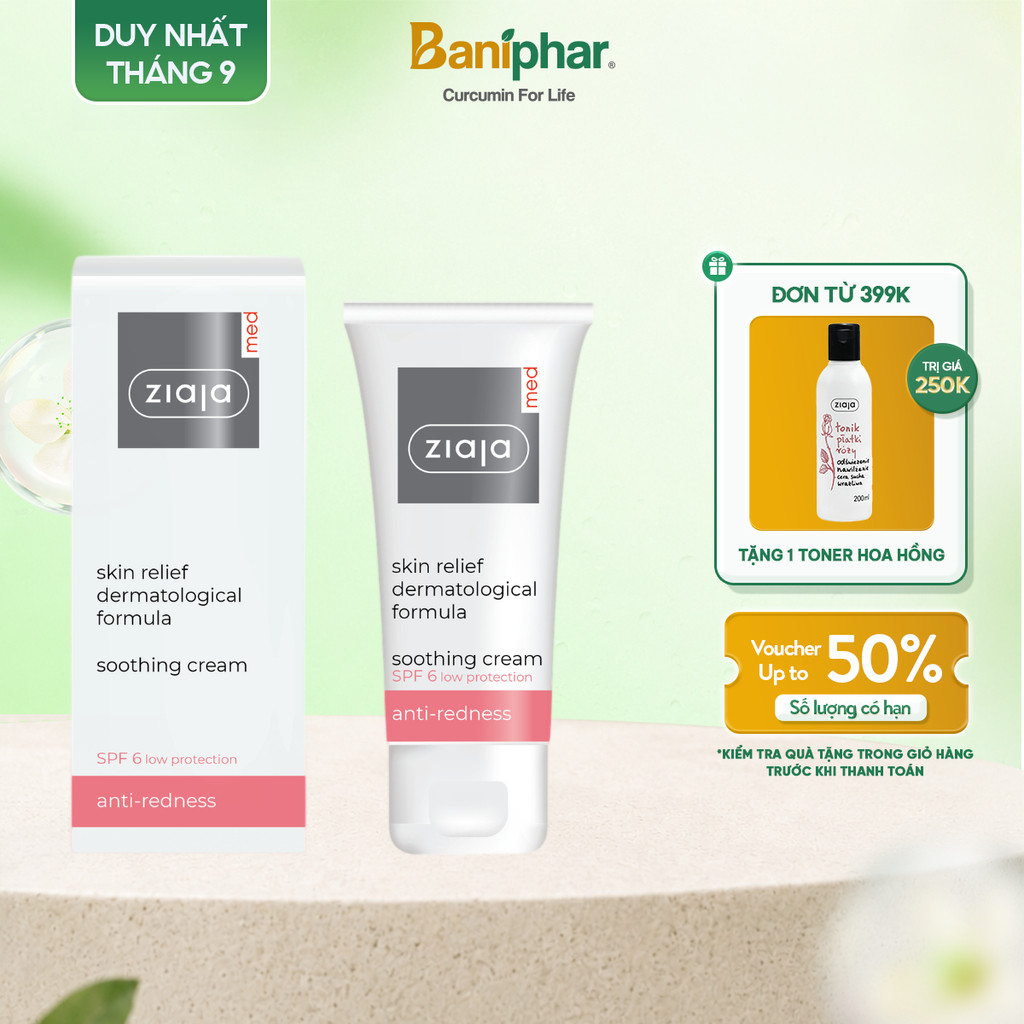 [Chính Hãng] Kem dưỡng Ziaja Med Skin Relief dịu nhẹ ngừa mẩn đỏ 50ml