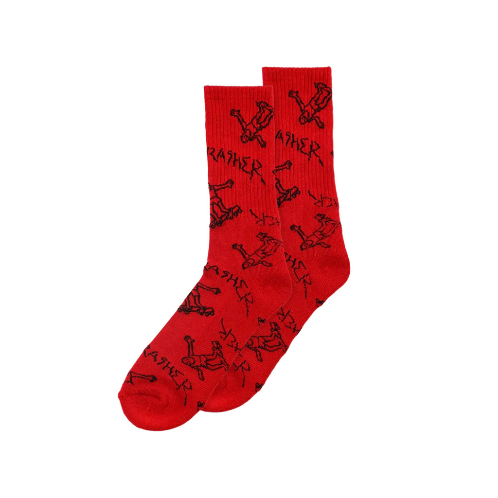 Thrasher Gonz Logo Crew Sock Đỏ