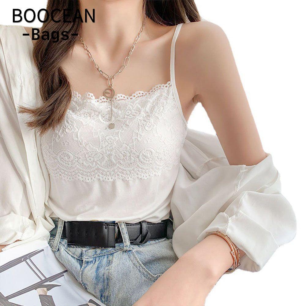 BOOCEAN Camisole Casual Ren Viền Áo trơn Áo Vest Top