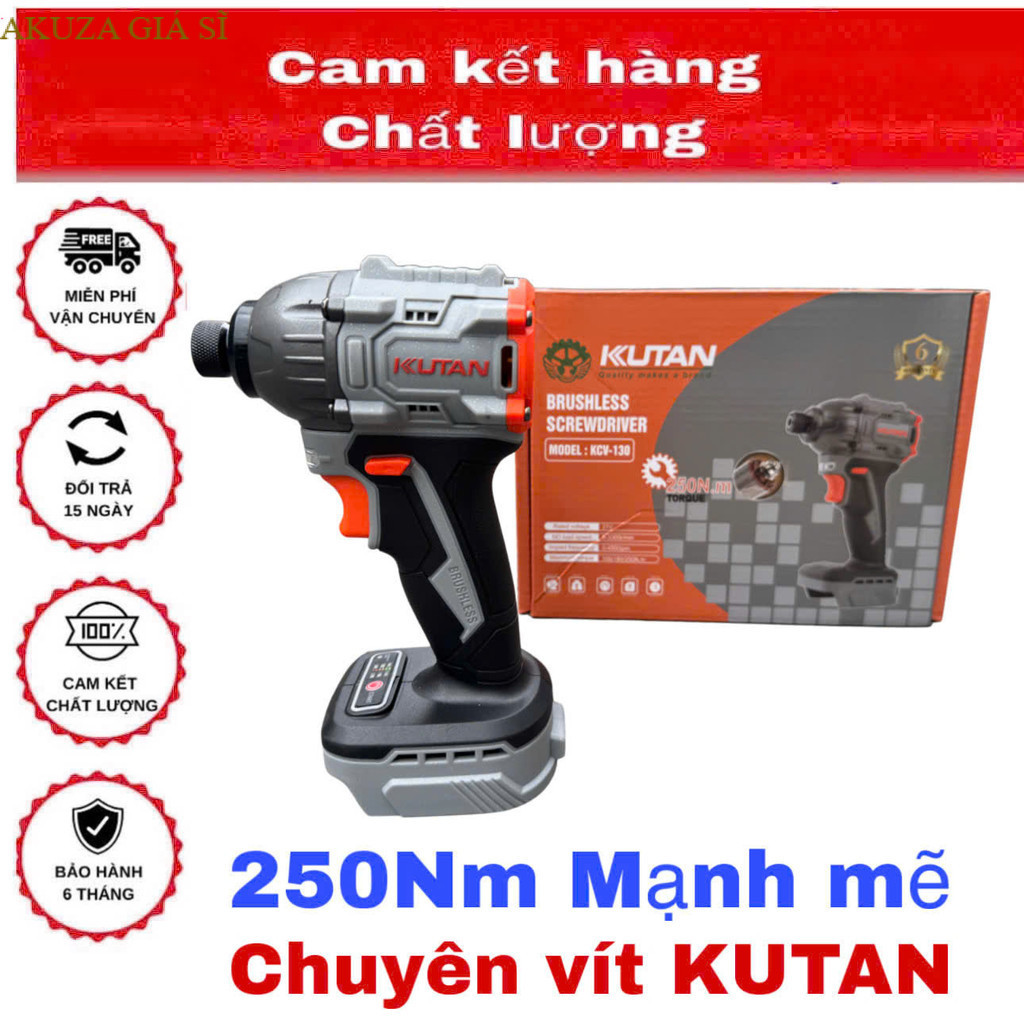 [MẪU MỚI] Máy chuyên vít có búa KUKAN KVC-130  , 3 Cấp tốc độ, 250Nm, Không chổi than, AKUZA GIÁ SĨ