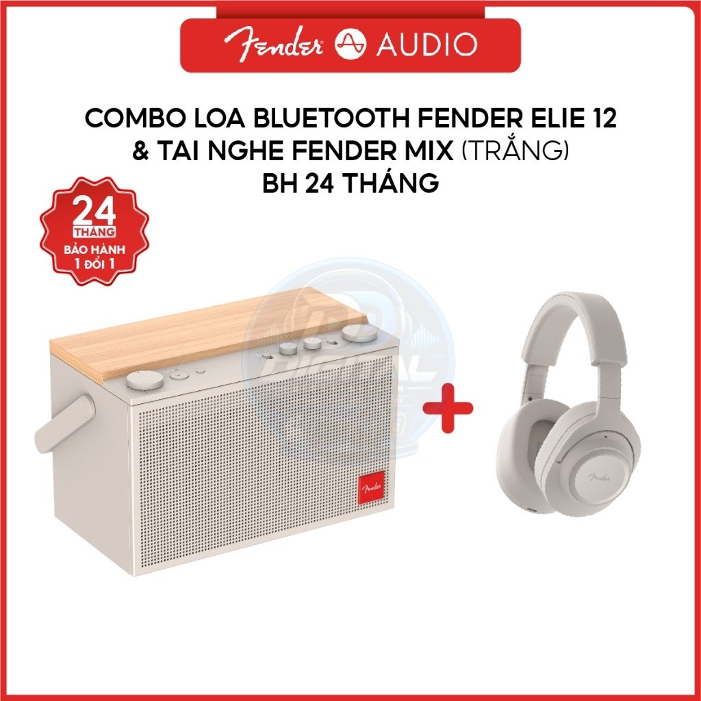 Combo Loa Bluetooth Fender ELIE 12 + Tai nghe không dây Fender MIX - Trắng | FA-E12-OWHWW + FA-MIX-O
