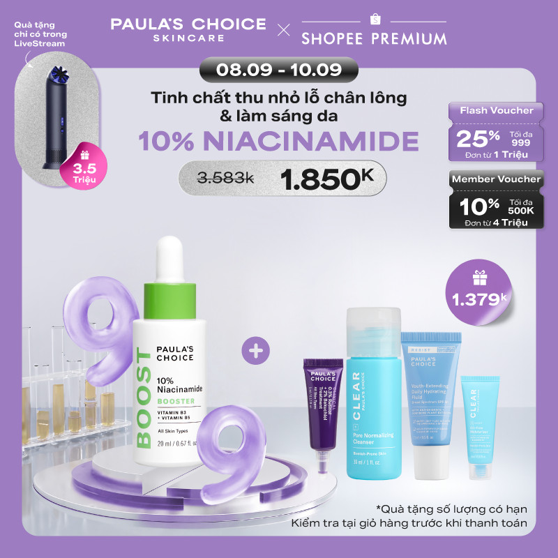 Tinh chất giúp thu nhỏ lỗ chân lông và làm sáng da Paula's Choice 10% Niacinamide Booster 20ml 7980