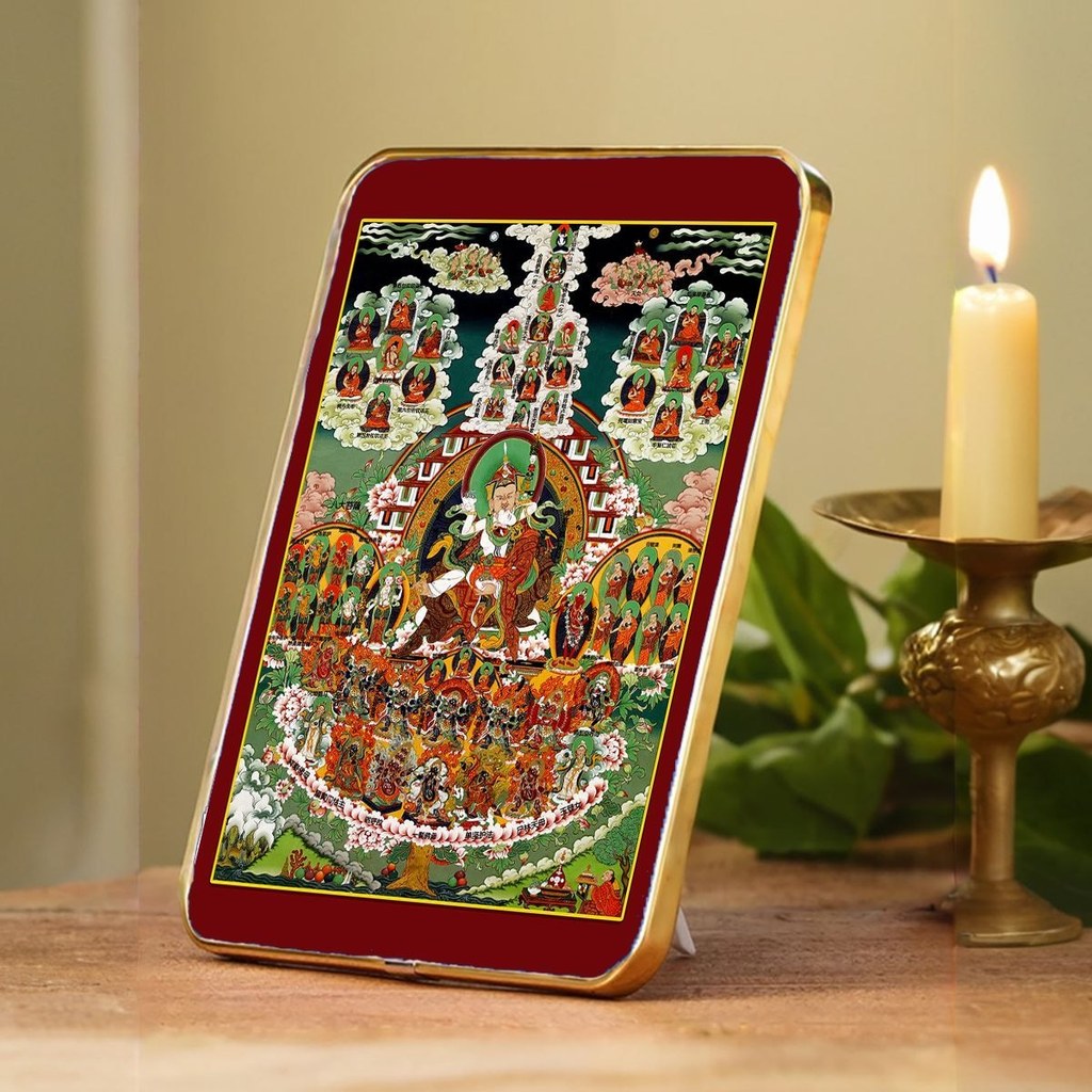 Độ Nét Cao Guru Rinpoche Chuyển Đổi Vương Quốc Thangka Tuyệt Vời Hoàn Hảo Nyingma Trường Pháp Bảo Vệ