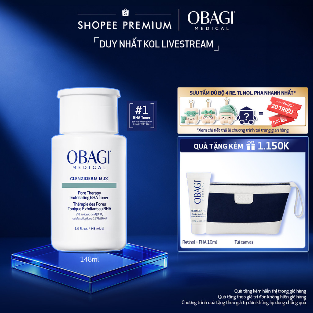 [Obagi x BK] [Phiên Bản Mới] Toner BHA giảm mụn Obagi Medical Clenziderm M.D. Pore Therapy Exfoliati