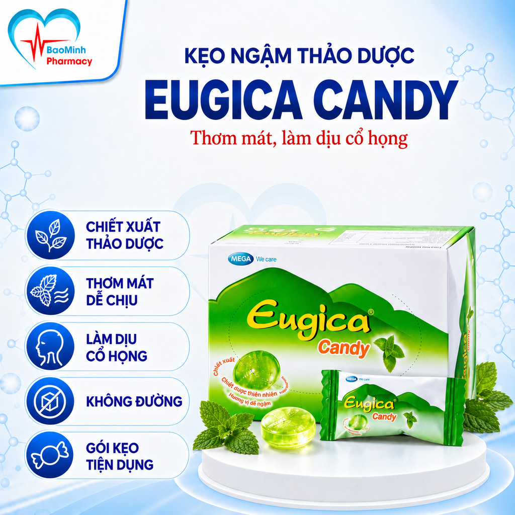Kẹo Ngậm Thảo Dược EUGICA Candy Hộp 100 Viên