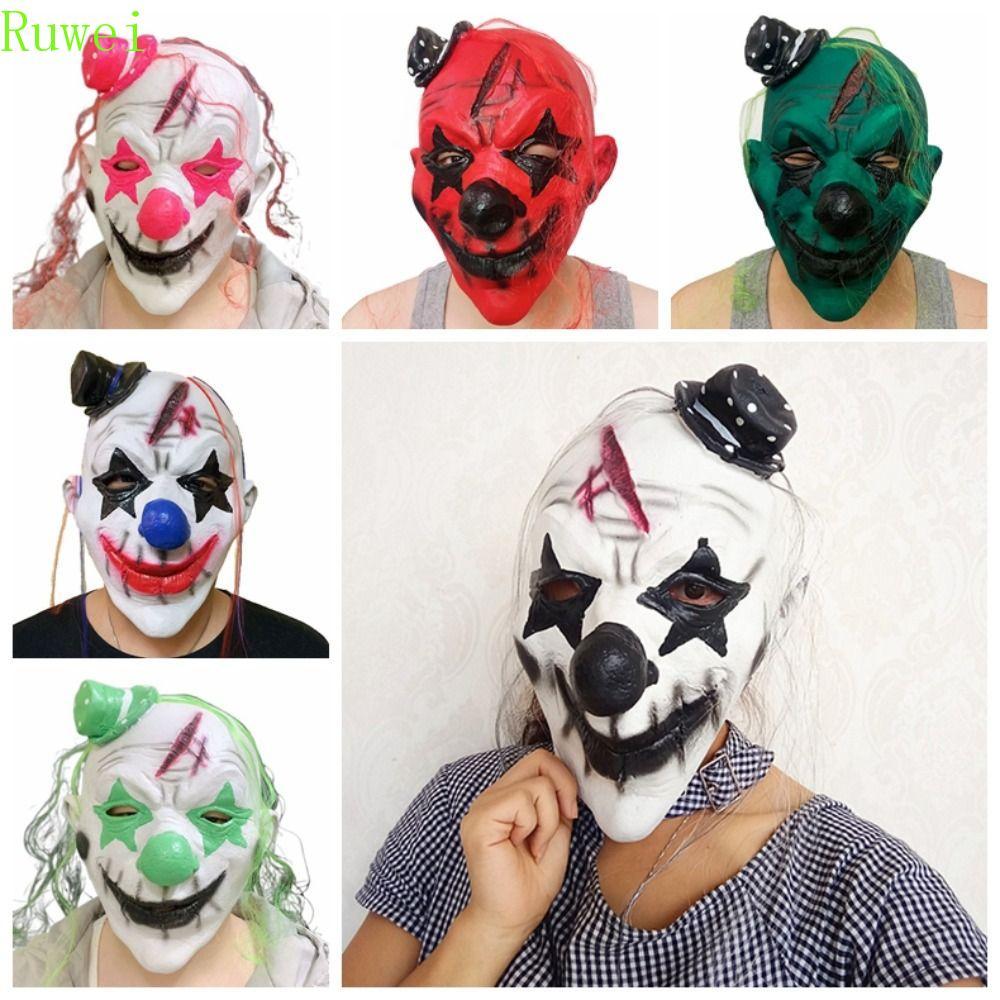 RUWEI Halloween Full Face Mask, Latex Dress Up Halloween Clown Facemask, Mũ đội đầu người lớn Full H