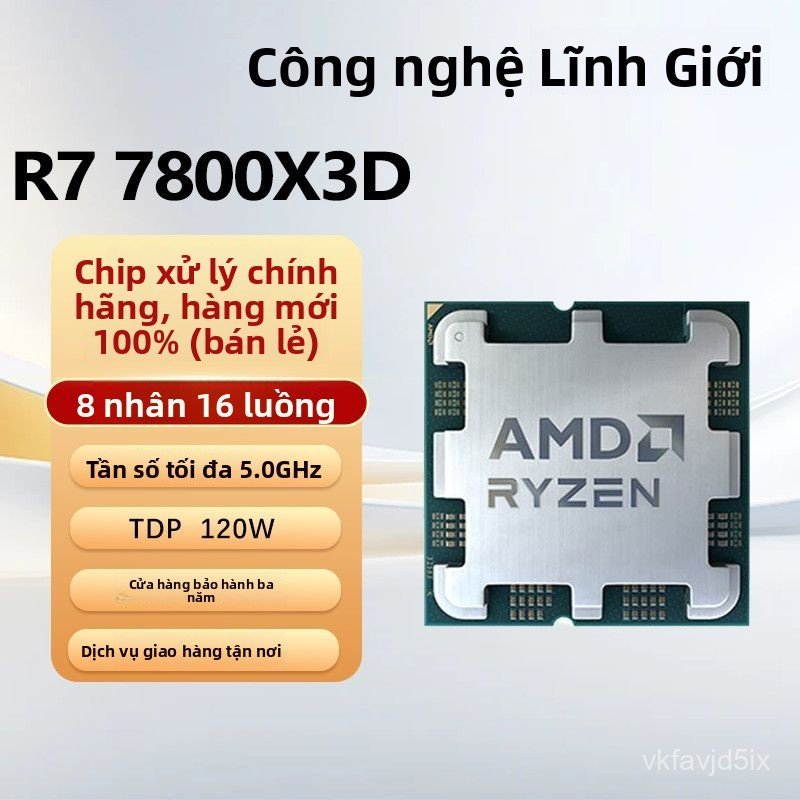 CPU AMD Ryzen R7 7800X3D tray 8 nhân 16 luồng hiệu năng cao máy bàn
