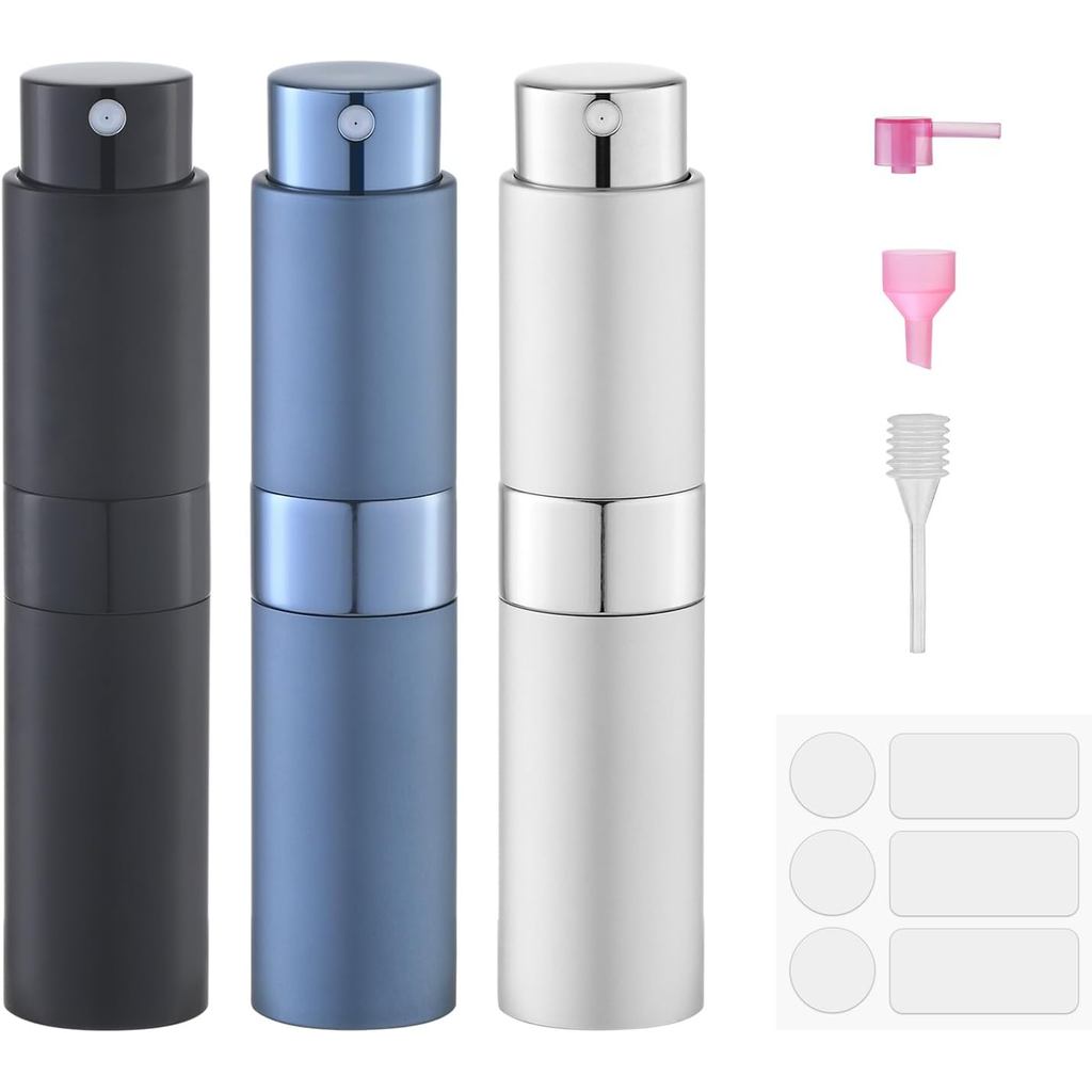 Chai nước hoa du lịch 8ml có thể đổ lại, Máy phun sương cho Cologne 3 CÁI NJVL