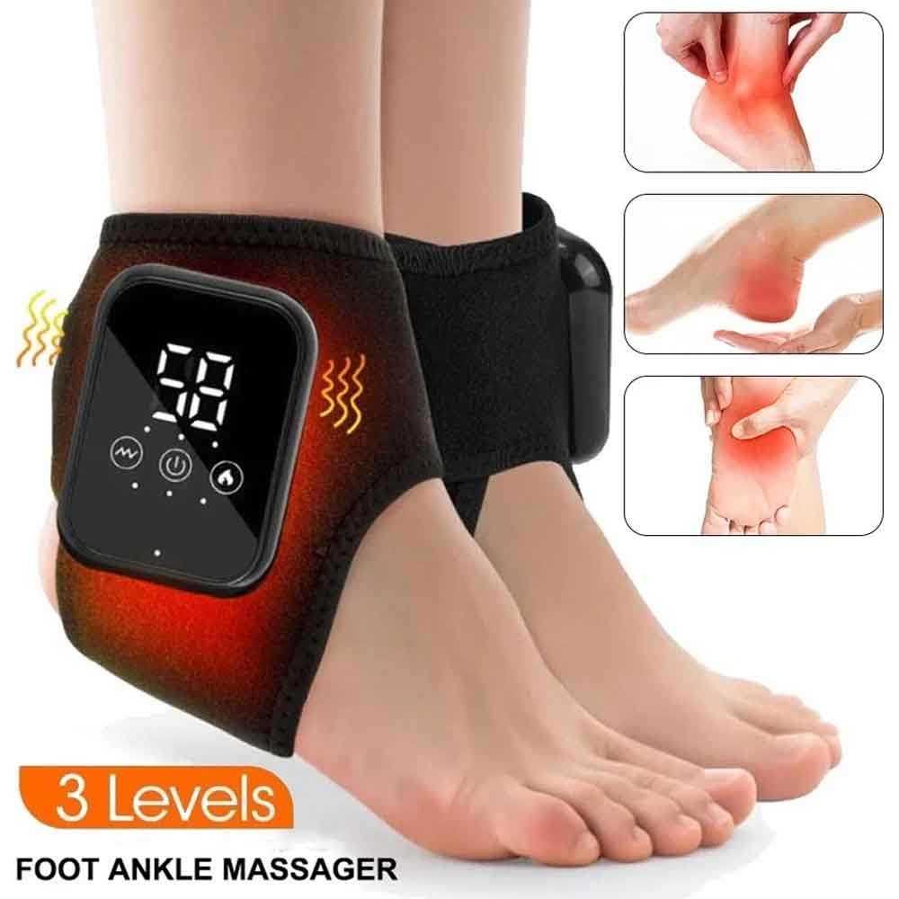 Heating Foot Ankle Massager Brace, Wireless Electric Ankle Support Massager with Adjustable Temperat