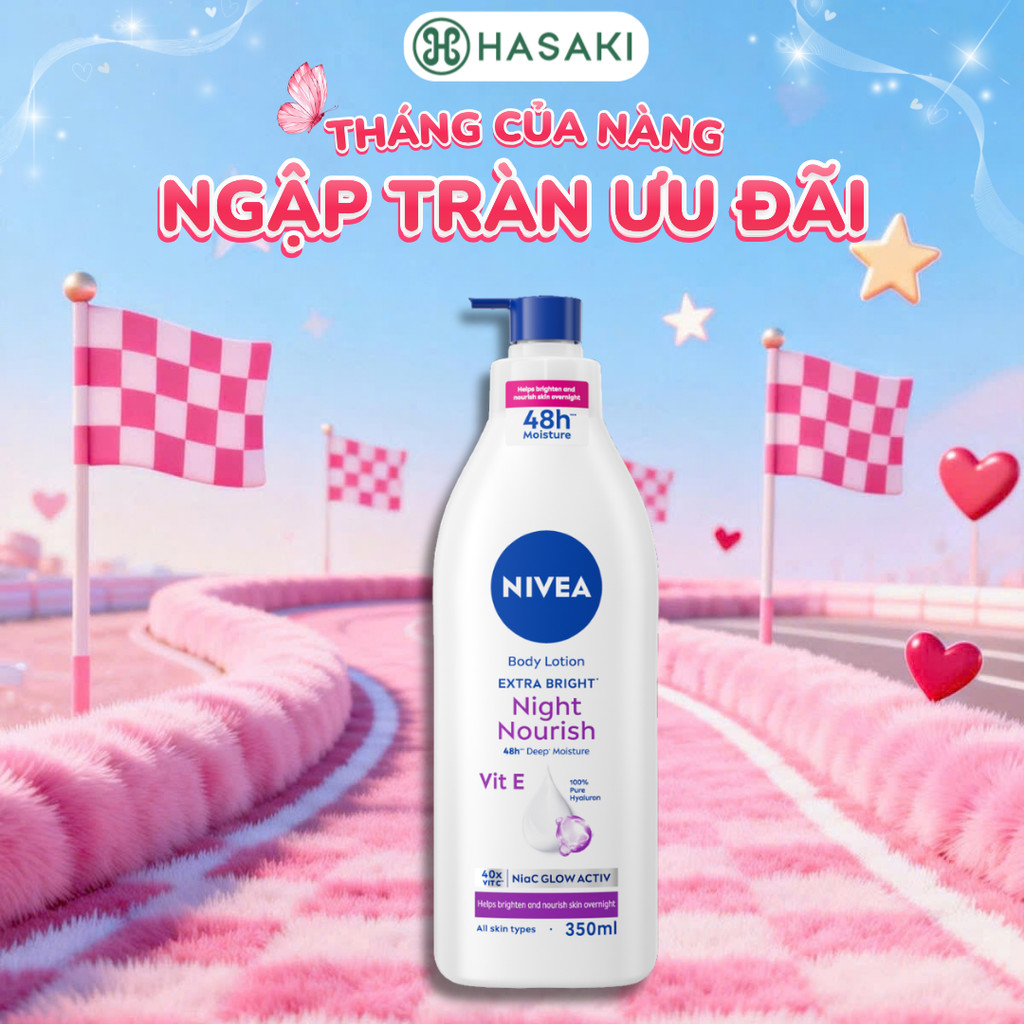 Sữa Dưỡng Thể Nivea Sáng Da Ban Đêm 350ml Extra Bright Night Nourish Body…