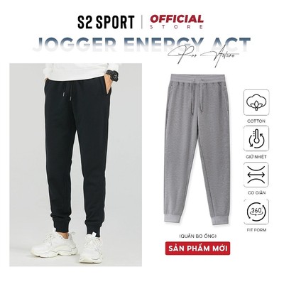 Quần nỉ thể thao S2 SPORT RUNNING ACT Jogger cotton USA cao cấp chống nhăn, giữ ấm tốt - QN11