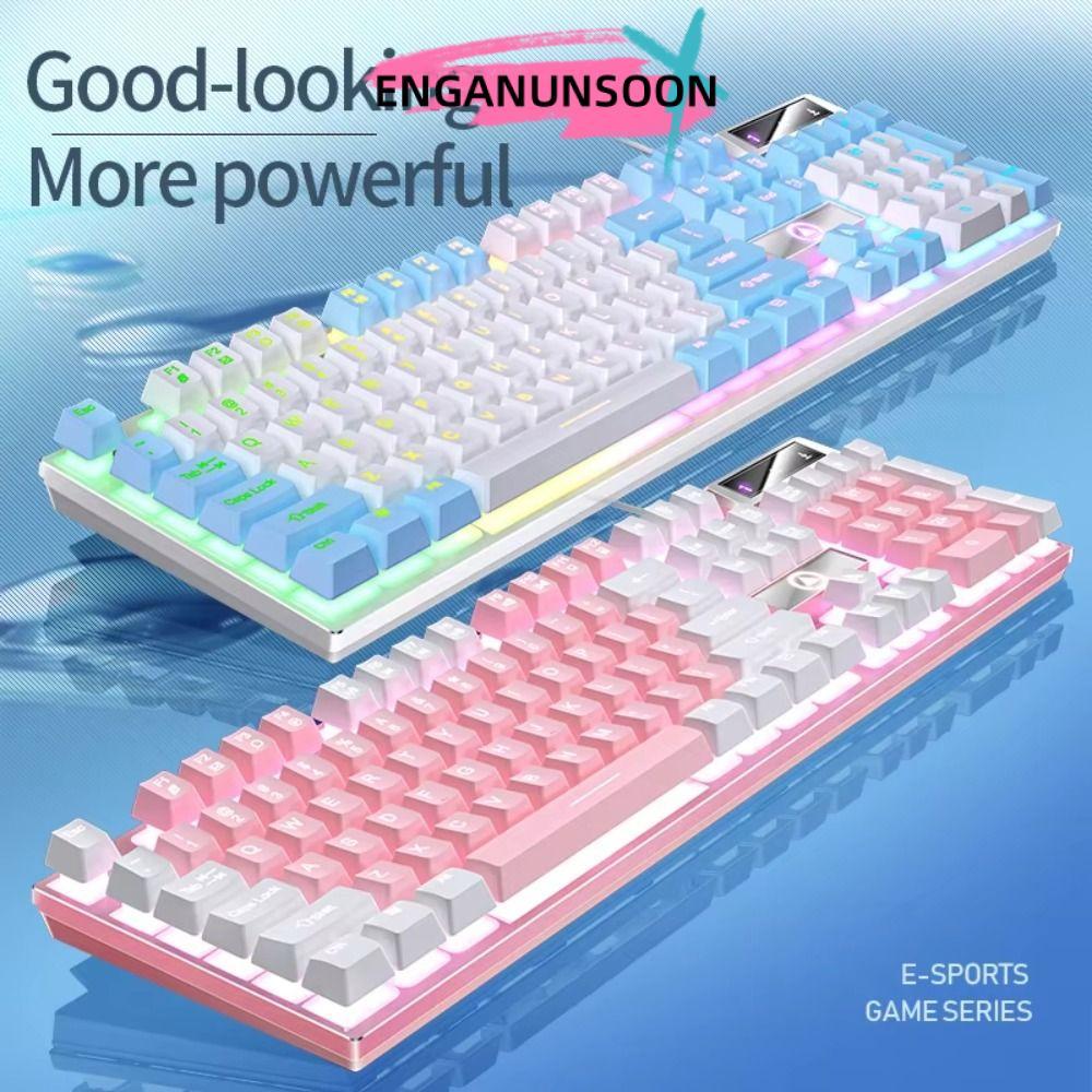 Bàn phím chơi game EGANUNSOON, Bàn phím có dây giao diện USB 104 phím, Bàn phím màng K500 phát sáng 