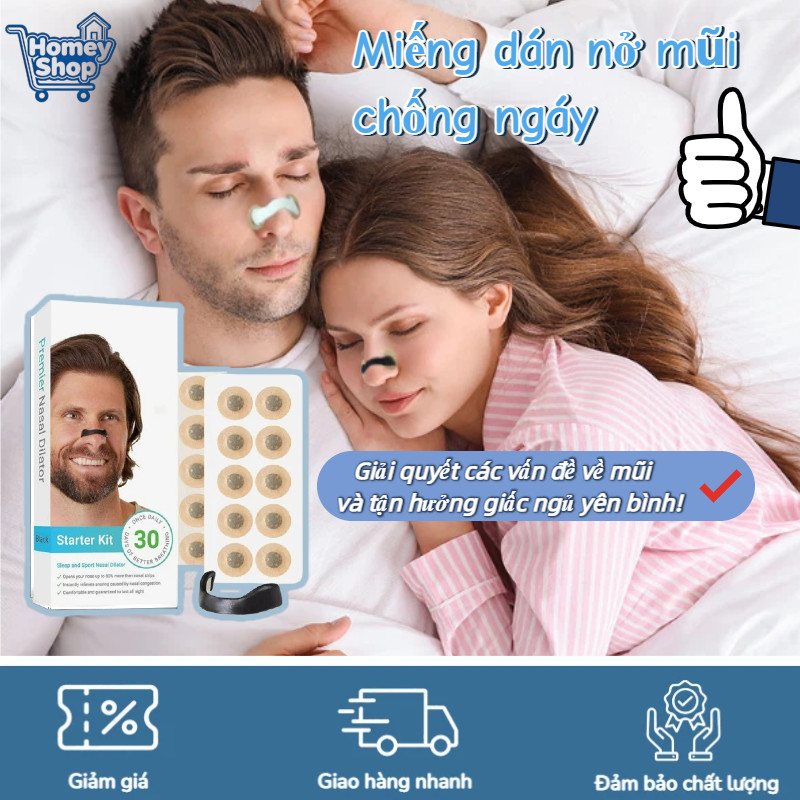 Miếng dán nở mũi chống ngáy,Mở Rộng Đường Thở,Dải mũi từ tính,Giúp Thông Mũi Giảm Ngáy, Cải Thiện Gi