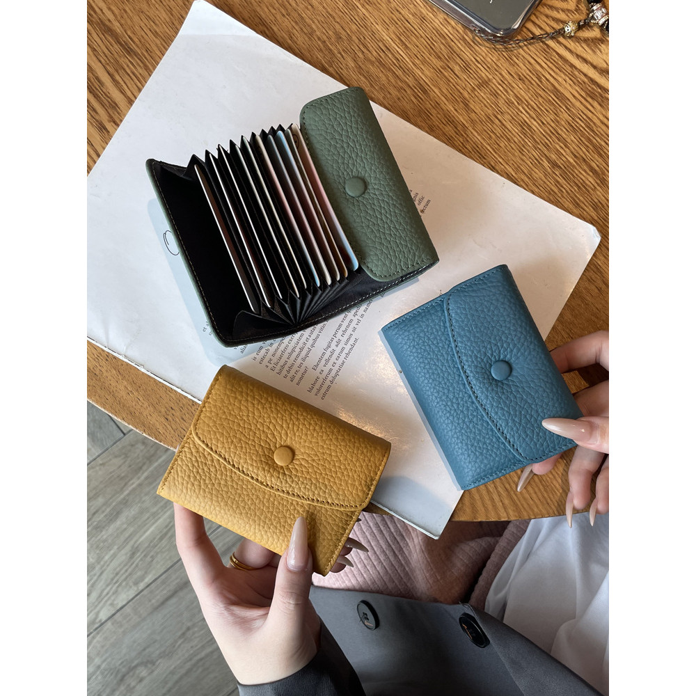 Cao Cấp Đơn Giản Phong Cách Đàn Organ Da Bò Đựng Thẻ Nữ Nhiều Thẻ Nhỏ Chống Khử Từ