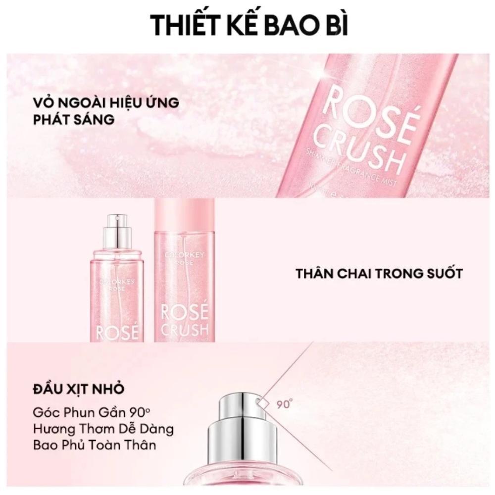 Ảnh 3 của Xịt thơm toàn thân COLORKEY ROSÉ Shimmer Fragrance Mist lưu hương tươi mát, dưỡng ẩm nhẹ