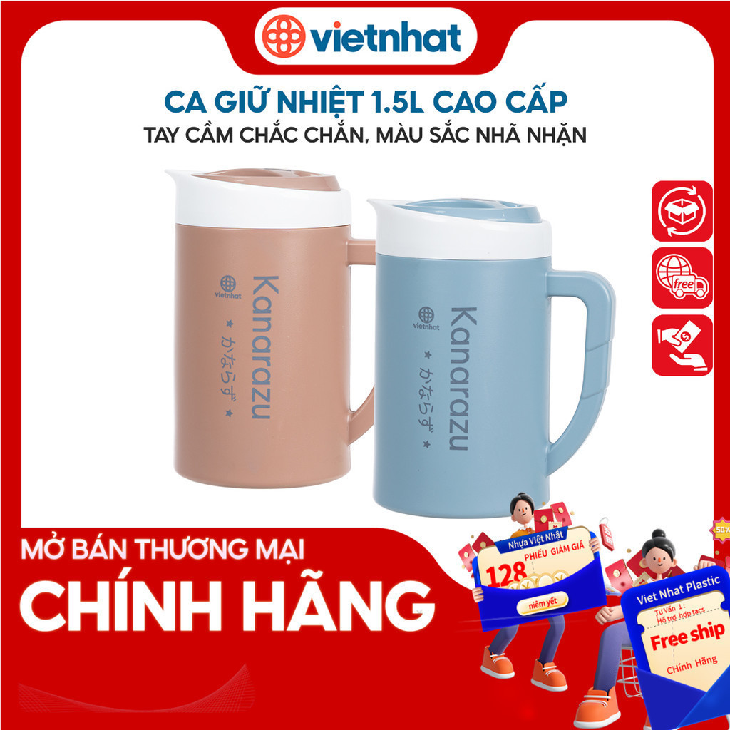 Ca giữ nhiệt đựng nước tiện lợi Việt Nhật C6101 Nhựa Việt Nhật Shop CK