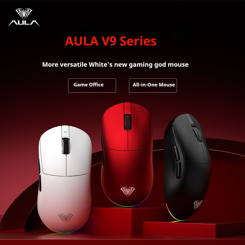 AULA V9 Series PRO Ultra Esports Gaming Mouse Wireless Tri-Mode Bluetooth 2.4G Wired PAW3395/3950 Li
