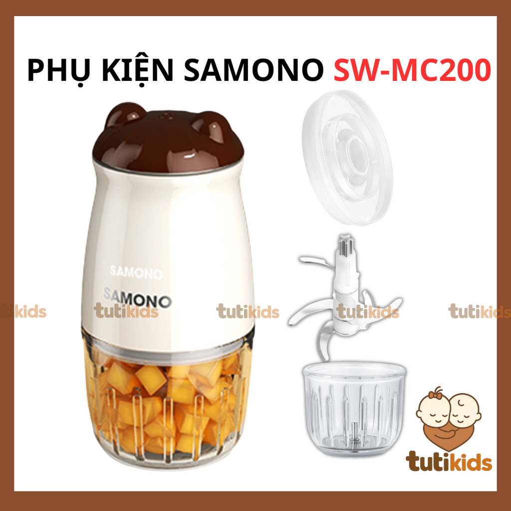 Phụ kiện thay thế máy xay Samono SW-MC200 300ml Cối thuỷ tinh Samono, Nắp đậy Lưỡi dao 6 lưỡi Samono