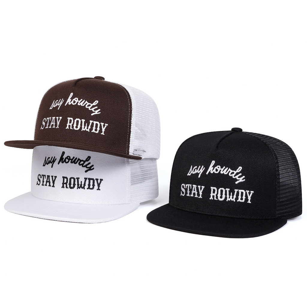 Thư Nói Howdy Howdy Stay Rowdy Thêu Trucker Hat Nam Nữ Màu Sắc Phù Hợp Với Mũ Bóng Chày Thanh Niên
