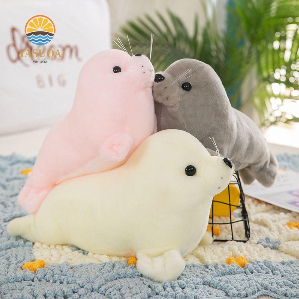 LARCHLO Seal Búp bê sang trọng, Gối động vật Fluffy Seal Đồ chơi nhồi bông sang trọng, Lông thú thời