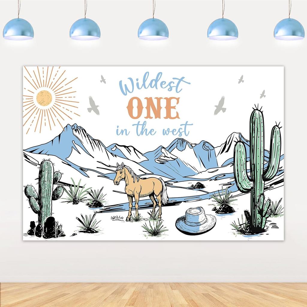 Western Cowboy 1st Trang trí sinh nhật, Wildest One in The West Trang trí Backdrop Banner 5 × 3ft Ro