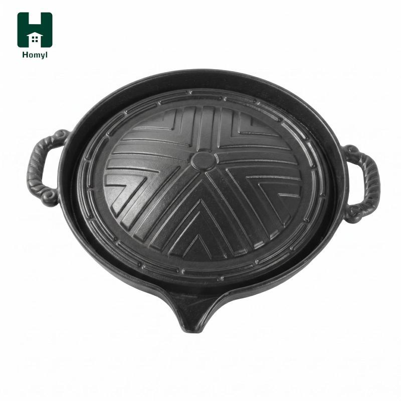 Homyl Dark Cast Iron Pan Matte Finish Cast Grill Pan Rót Dụng Cụ Gia Đình