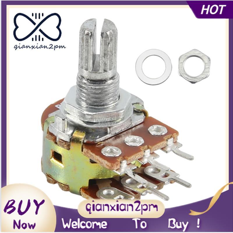 1 chiếc bạc kim loại B50K 50K ohm 6 chân viền kép Chiết áp 3.8 * 2.8 * 1.7cm