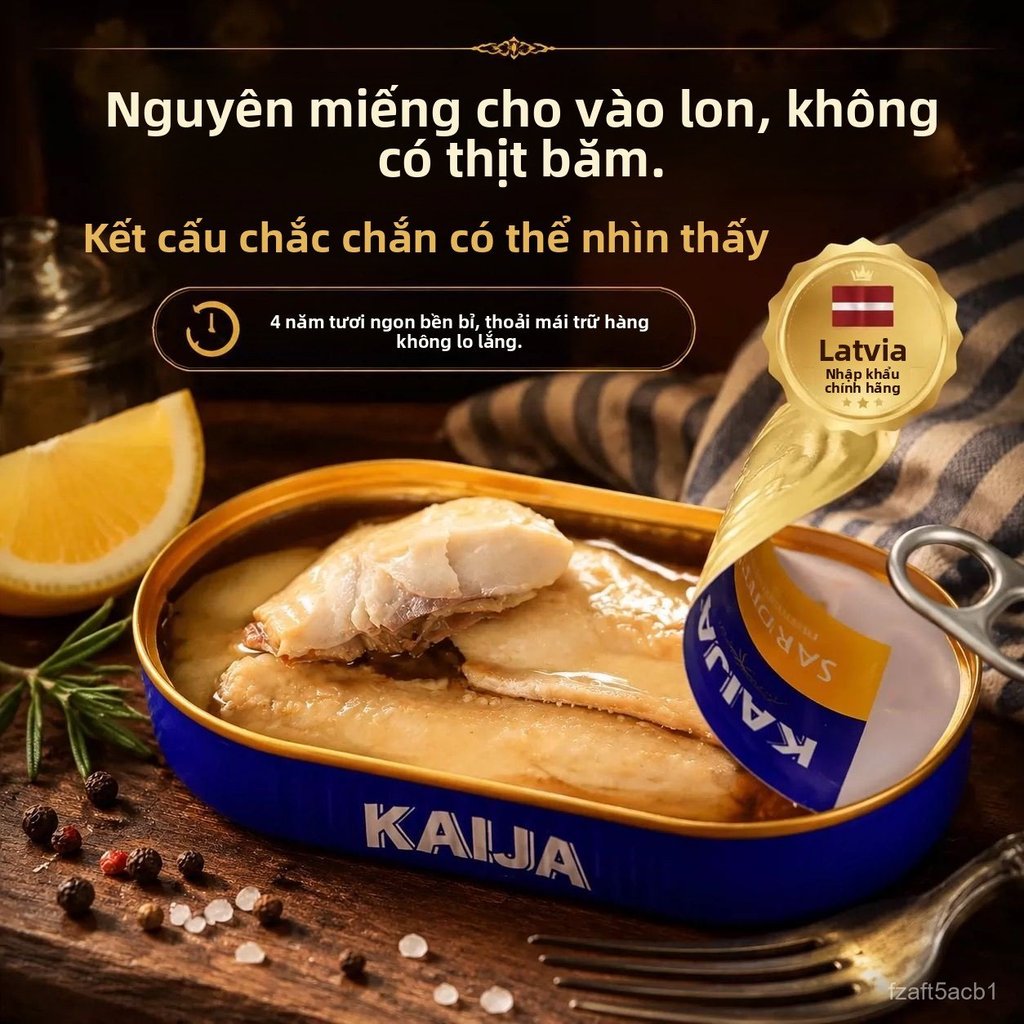 Cá mòi ngâm dầu KAIJA nhập khẩu Latvia, món nhắm tuyệt vời, hương vị chuẩn châu Âu