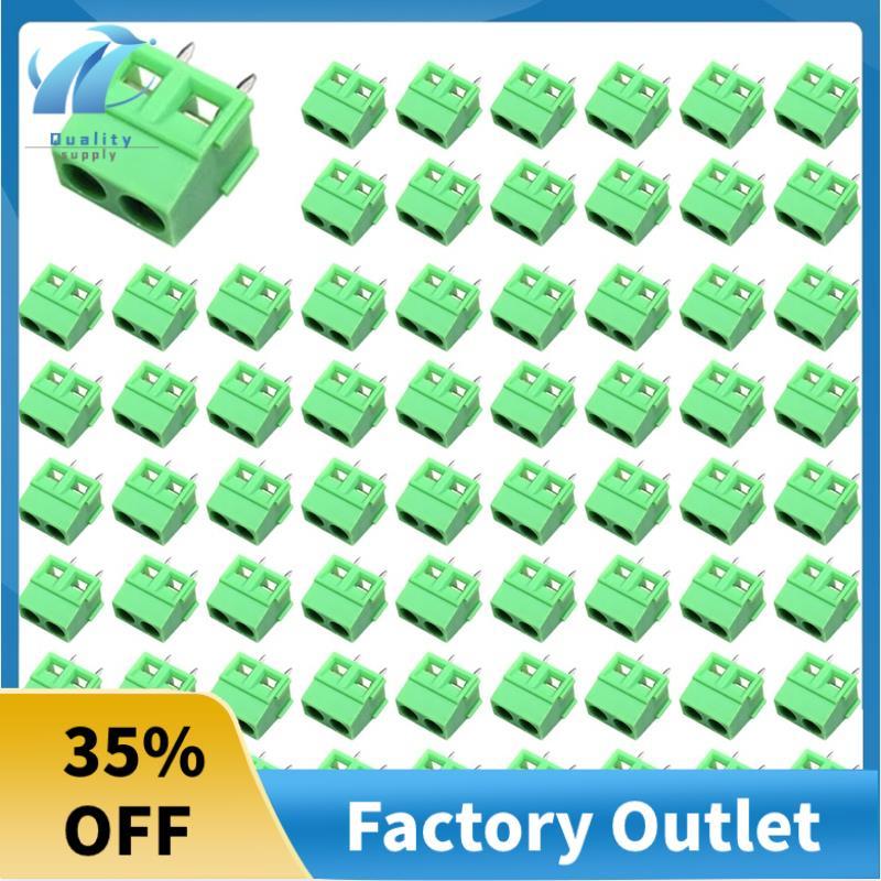 Đầu nối khối đầu cuối KF127-2p 3p 100 chiếc 5mm Pitch 300V 10A PCB Loại dây nối xanh Thiết bị đầu cu