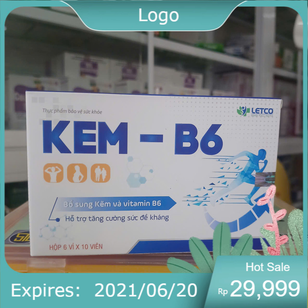 Viên Kẽm B6  Hỗ Trợ Tăng Cường Miễn Dịch, Viên Uống Giảm Mụn Vitamin B6 Kết Hợp Bổ Sung Kẽm Cho Nam 