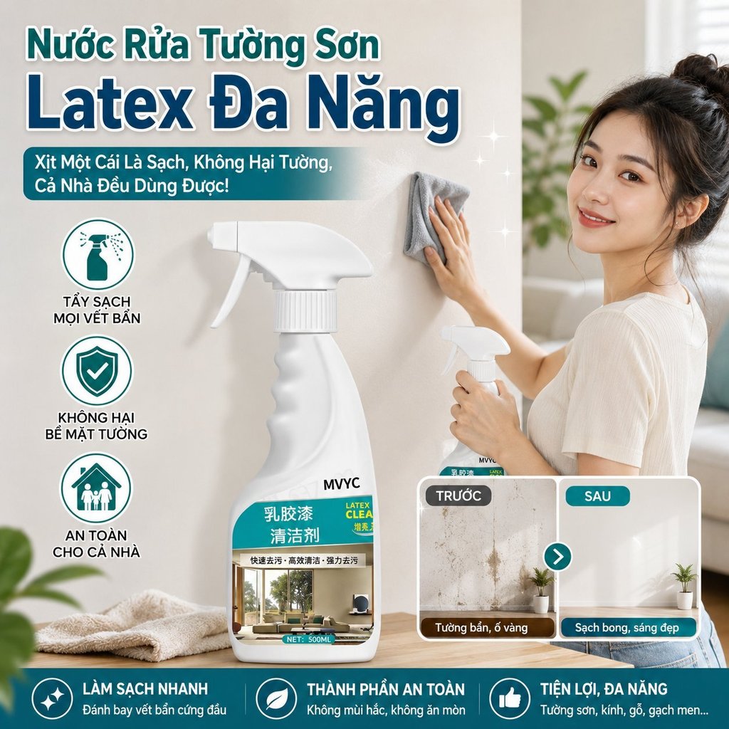 Bình Xịt Tẩy Sơn Latex / Chất Tẩy Sơn Latex Enzyme Sinh Học / Phân Giải Vết Sơn Cứng Đầu / Không Làm
