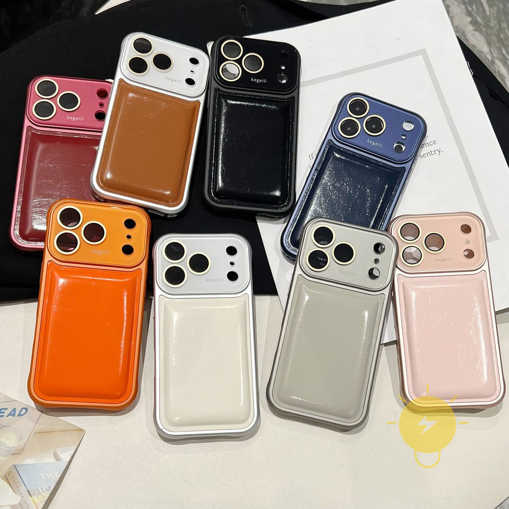 Phone Case For iPhone 17 Pro Max 16 15 14 TPU Shockproof Arc PU Aesthetic Korean Cute
