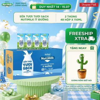 COMBO 2 Thùng 48 Hộp Sữa Tươi Tươi Sạch NutiMilk Ít Đường 110ml