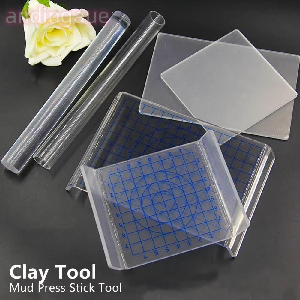 ANDIN Clay Press, Tấm Acrylic Handmade DIY Clay Roller, Clay Modeling Tools Rubbing Plate Máy Gốm