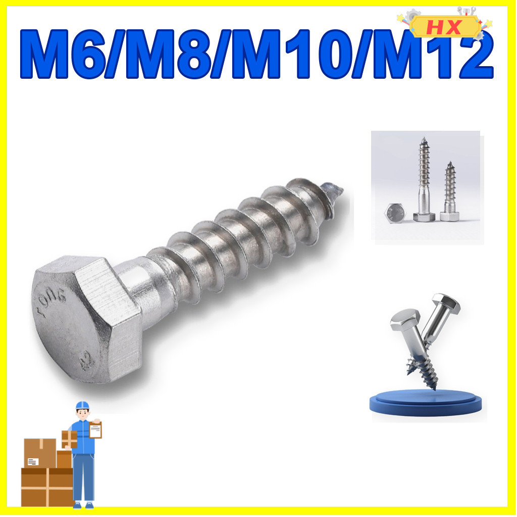 M6-M12 vít phong, vít giác, vít đầu lục giác thân Inox 304 [LBG-2]